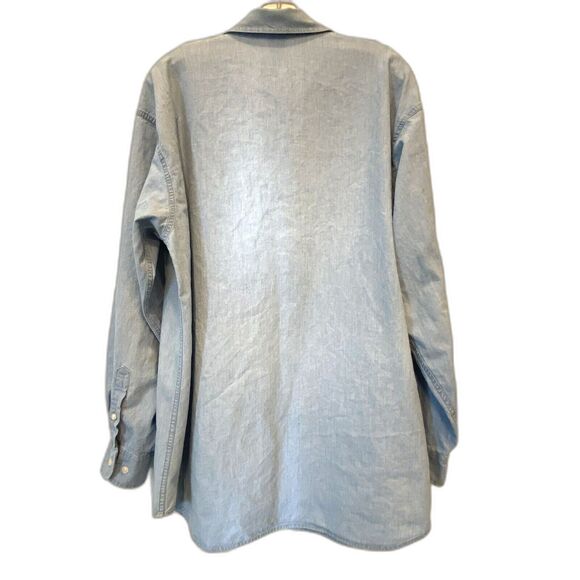 Vtg Warner Bros Tweety Bird Embroidered BLUE Women’s Denim Chambray Button Up L - Picture 8 of 9